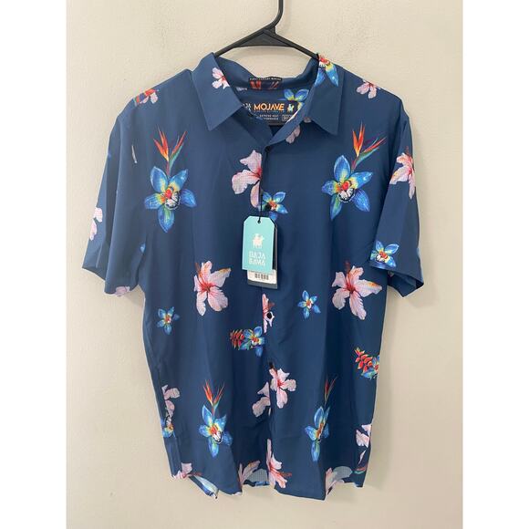 New BAJA LLAMA Mojave Flower Powers perforate Button Up Shirt Size Medium - Picture 1 of 4